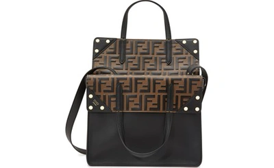 Fendi Small Flip Leather Shoulder Bag In Nero/maya