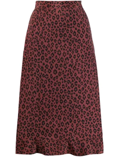 Apc Adena Leopard Print Skirt In Brown