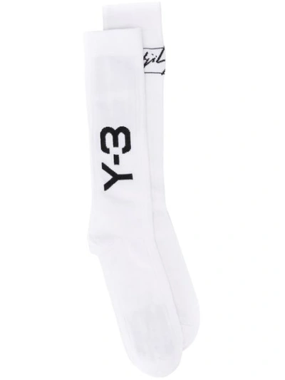 Y-3 Ribbed Cuff Socks In Owhite