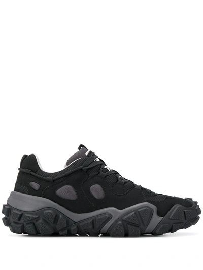 Acne Studios Boltzer Distressed Rubber-trimmed Suede And Mesh Sneakers In Anthracite/black