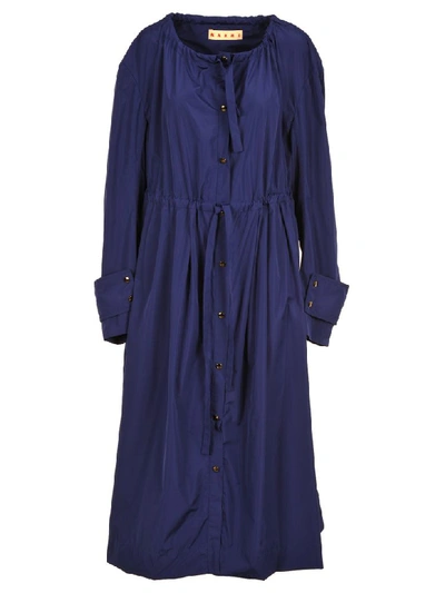 Marni Drawstring Parka Coat In Blue