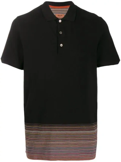 Missoni Striped Hem Polo Shirt In Black