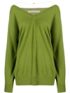 Alexander Wang Wide V-neck Jumper In Green