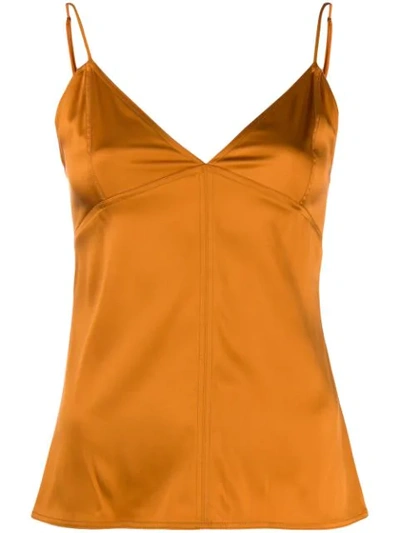 Bottega Veneta Paneled Spaghetti Strap Vest In Orange