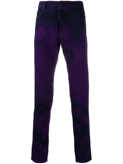 Dsquared2 Men's Tie-dye Straight-leg Jeans In Purple