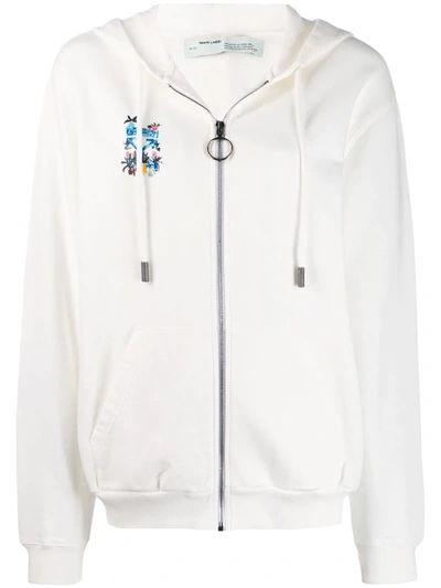 Off-white De Graft Arrows Zip-front Hoodie In White