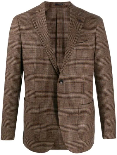 Lardini Houndstooth Wool Blazer In Orange