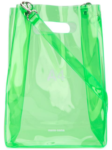 neon green transparent bag