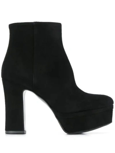 Albano Platform Ankle Boots In Black