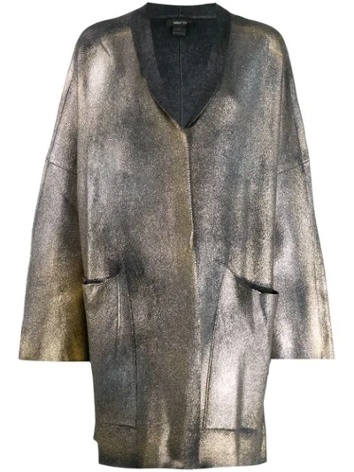 Avant Toi Coated Metallic Cardigan In Grey