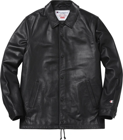 Pre-owned Supreme  Champion Leather Coaches Jacket Black