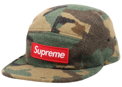 Pre-owned Supreme  Camo Wool Camp Cap Green
