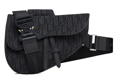Pre-owned Dior  Saddle Bag Oblique Jacquard Black