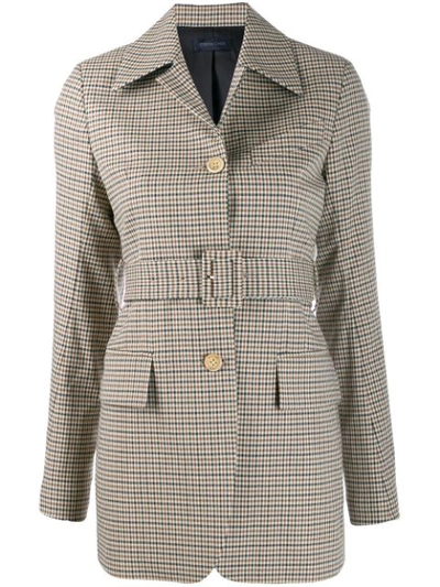 Eudon Choi Plaid Belted Jacket In Brown Check