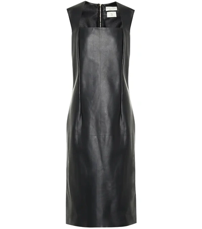 Bottega Veneta Square-neck Leather Dress In Black