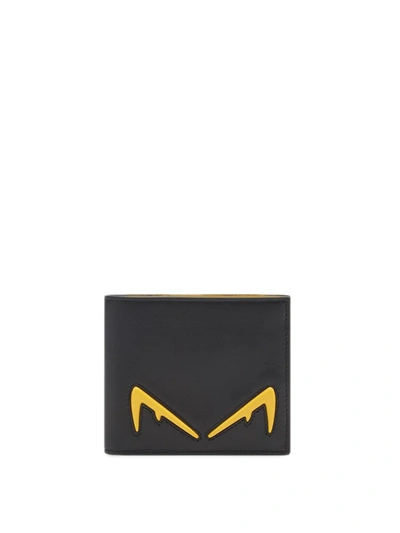 Fendi Diabolik Eyes Classic Leather Wallet In Black