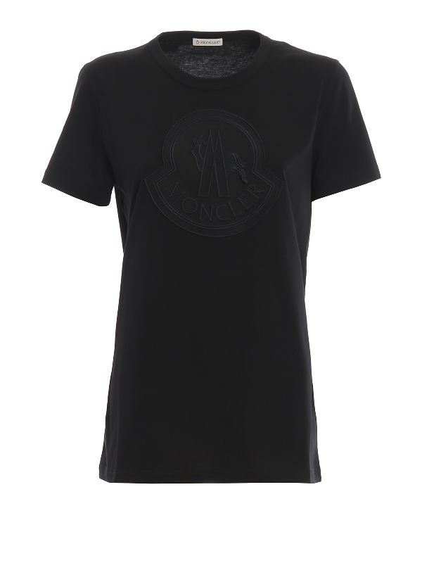 Moncler Maxi Logo Patch T-Shirt In Black | ModeSens