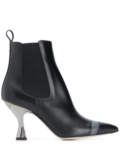 Fendi Colibri Stripe Toe Chelsea Bootie In Black,grey