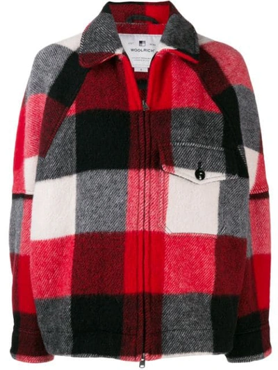 Woolrich Buffalo Check Wool Blend Jacket In Red