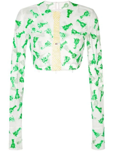 Thom Browne Trompe L'oeil Lobster Sequin Shirt In White