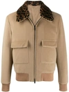 Fendi Shearling-trimmed Wool-fleece Blouson Jacket In Beige