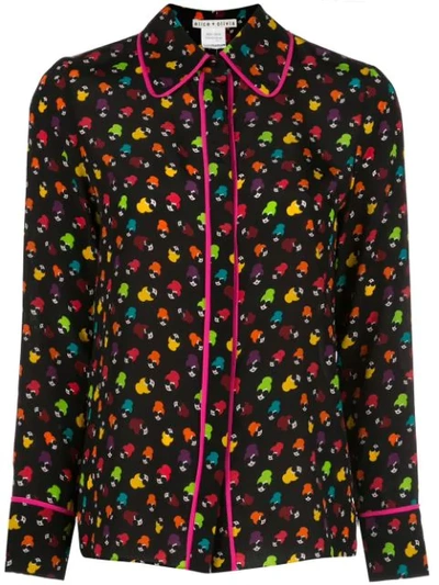 Alice And Olivia Alfie Stace Print Shirt In Black