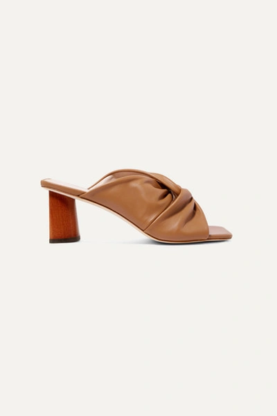 Rejina Pyo Naomi Knotted Leather Mules In Tan