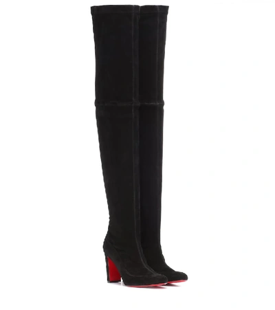 Christian Louboutin Study Red Sole Boots With Embellished Heel In Black
