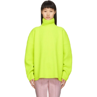 Sies Marjan Nora Ribbed Merino Wool Turtleneck Sweater In Yellow
