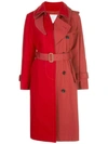 Sacai Melton Wool And Cotton-gabardine Trench Coat In Red