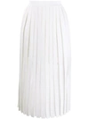 Balmain Pleated Knitted Midi Skirt In White