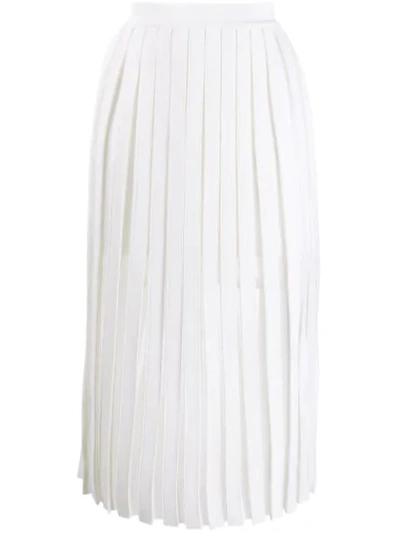Balmain Pleated Knitted Midi Skirt In White