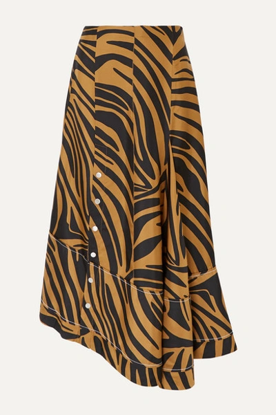 3.1 Phillip Lim / フィリップ リム Asymmetric Zebra-print Silk-satin Twill Skirt In Zebra Print
