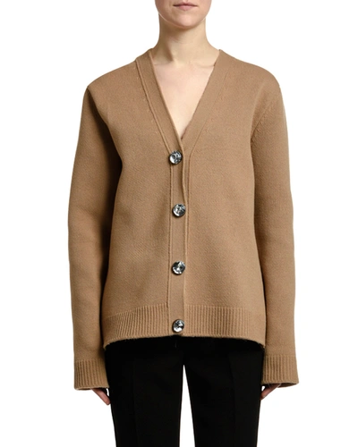 N°21 Button-front Wool V-neck Sweater In Beige