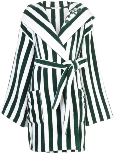 Oscar De La Renta Striped Wrap-around Coat In Green