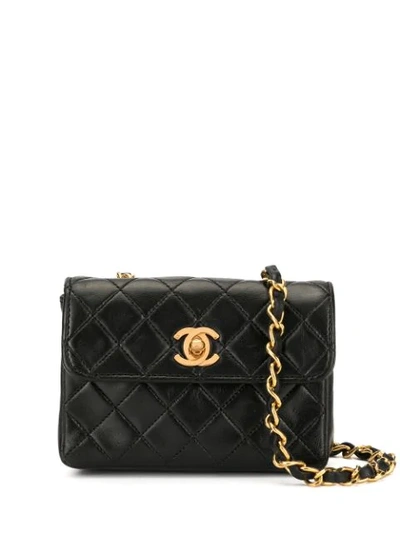 Pre-owned Chanel Mini Diamond Quilted Crossbody Bag In Black