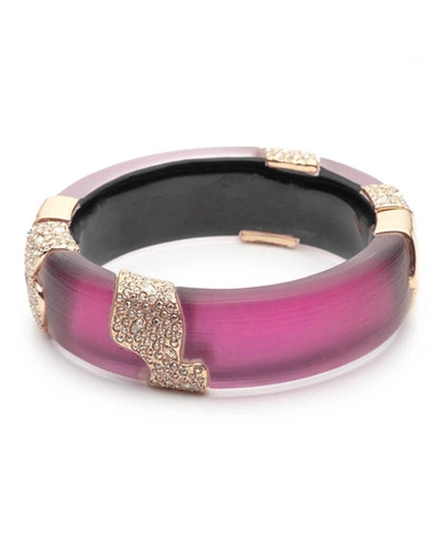 Alexis Bittar Crystal Encrusted Sectioned Hinge Bracelet, Purple In Rouge/gold