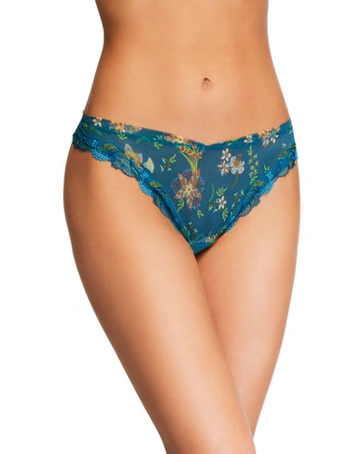 Lise Charmel Ecrin Nature Embroidered Thong In Green
