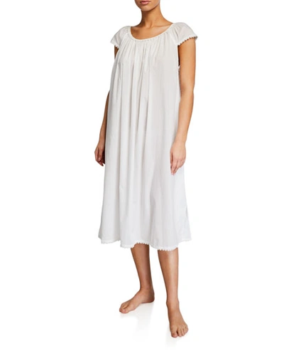 Pour Les Femmes Long Lawn Cap-sleeve Nightgown In Gray