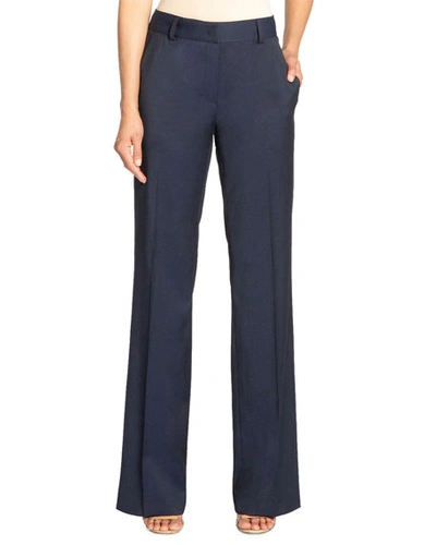 Santorelli Paola Full-length Stretch Wool Trousers With Pockets In Navy