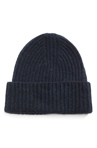 Vince Cashmere Ribbed Beanie Hat In 409nav