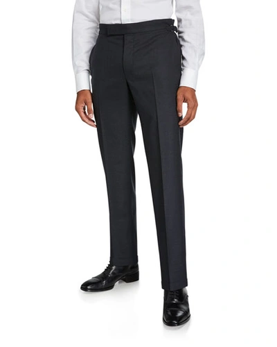 Tom Ford Men's O'connor Micro-houndstooth Wool Dress Pants In Gray