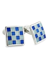 David Donahue Enamel Check Cuff Links In Blue