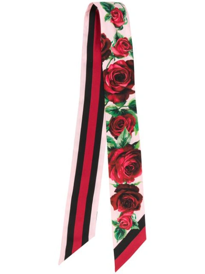 Dolce & Gabbana Frayed Printed Modal And Silk-blend Twill Scarf In Red