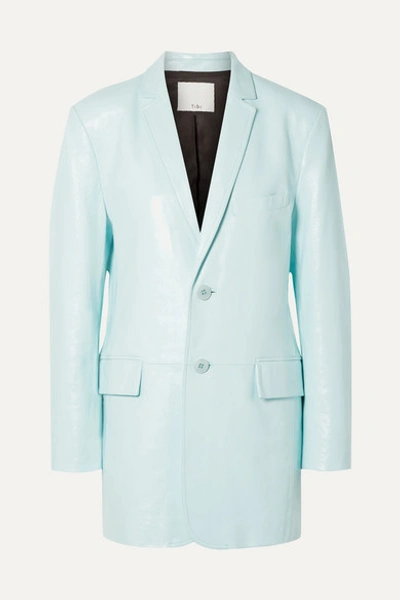 Tibi Oversized Glossed-leather Blazer In Turquoise