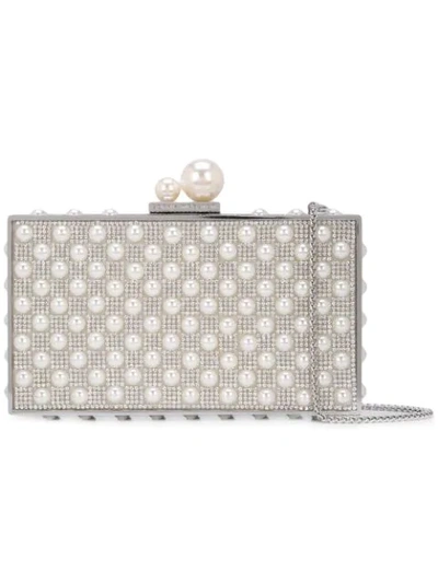 Sophia Webster Clara Pearl And Crystal-embellished Box Clutch In Pearl/silver