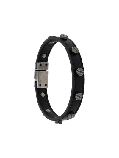 Saint Laurent Studded Leather Bracelet In Black