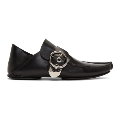 Loewe Buckled Collapsible-heel Leather Loafers In Black