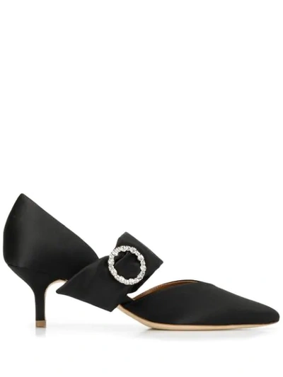 Malone Souliers Maite Crystal-buckle Satin Pumps In Black