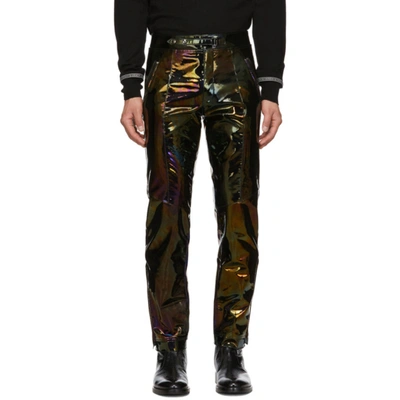 Givenchy Iridescent-leather Straight-leg Trousers In 001-black